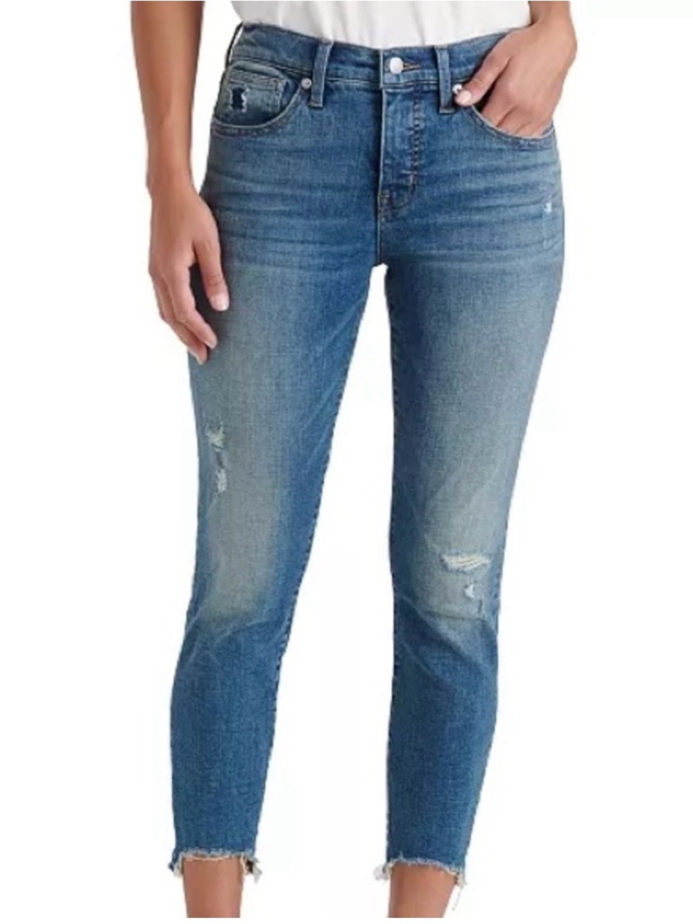 Lucky Brand Womens Mid Rise Skinny Distressed Ava Jean 6/28